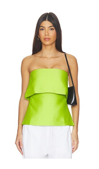 ALIGNE Felix Satin Strapless Top in Green. - size 10 | Revolve Clothing (Global)
