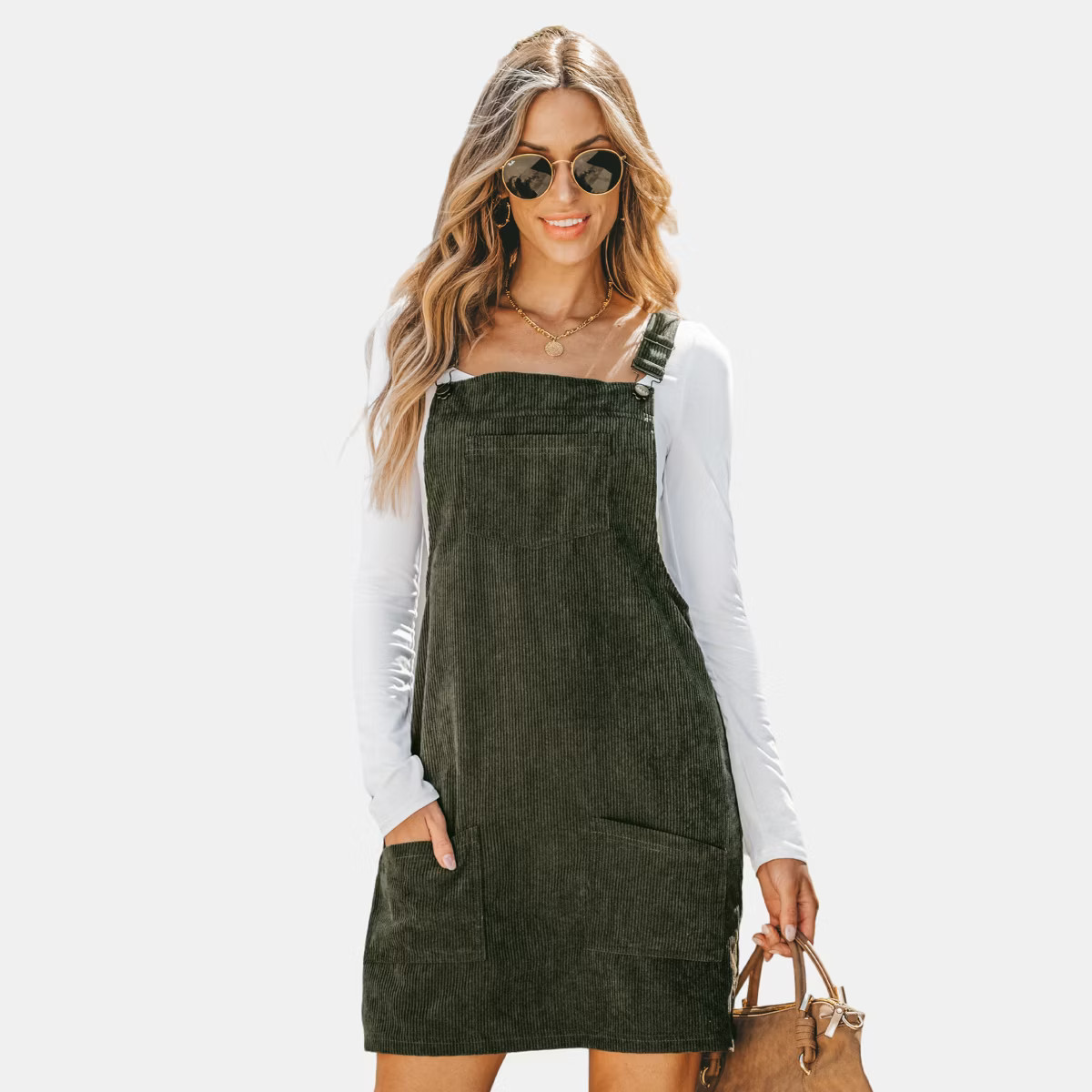 Women's Corduroy Square Neck Mini Overall Dress - Cupshe | Target