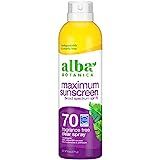 Alba Botanica Maximum Sunscreen Spray, SPF 70, Fragrance Free, 6 Oz | Amazon (US)