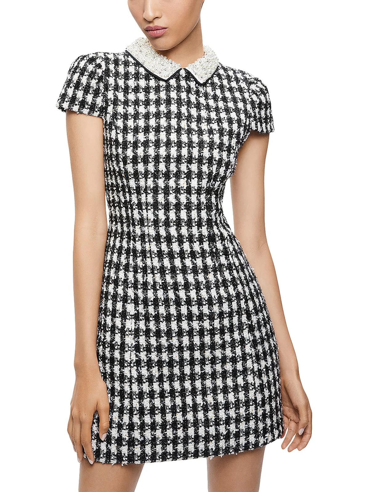 Velia Womens Houndstooth Embellished Mini Dress | Shop Simon