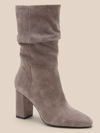 Midshaft Suede Slouchy Boot | Banana Republic (US)