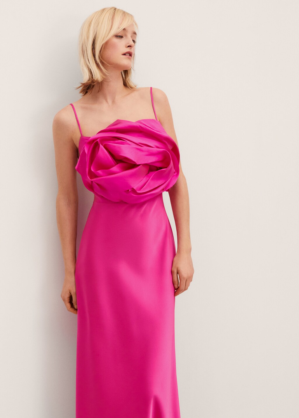 Satin maxi-flower dress - Women | MANGO USA | Mango (US/MX/AU)