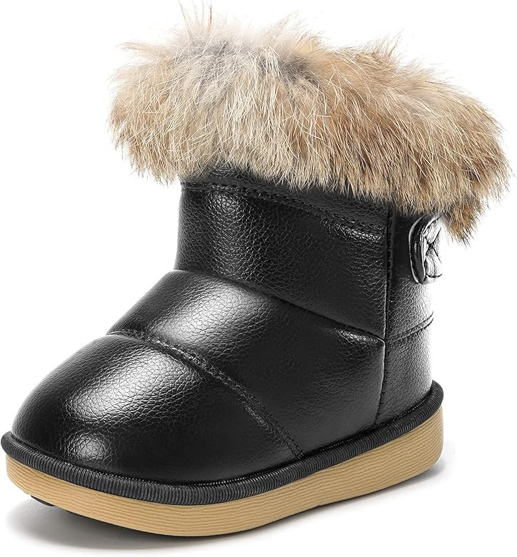 KVbabby Toddler boots Kids Snow Boots Girl's Warm Winter Boots Waterproof Boot PU Leather Non-sli... | Amazon (US)