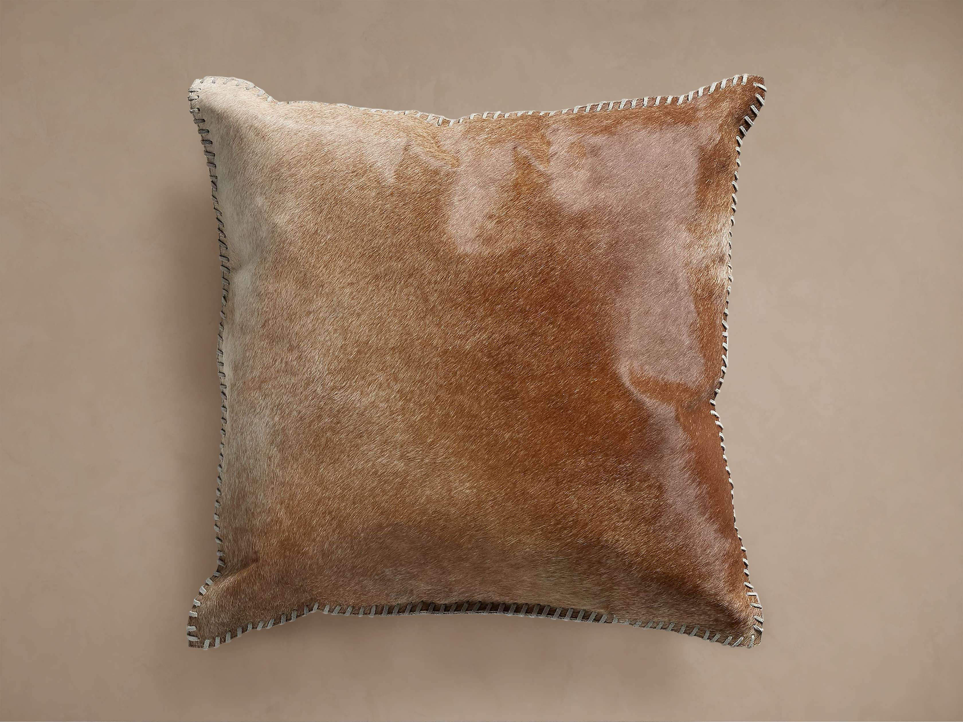 Whipstitch Hide Pillow in Brown | Arhaus