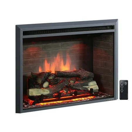 PuraFlame Western 33 inch Embedded Electric Firebox Heater With Remote Control, Black | Walmart (US)