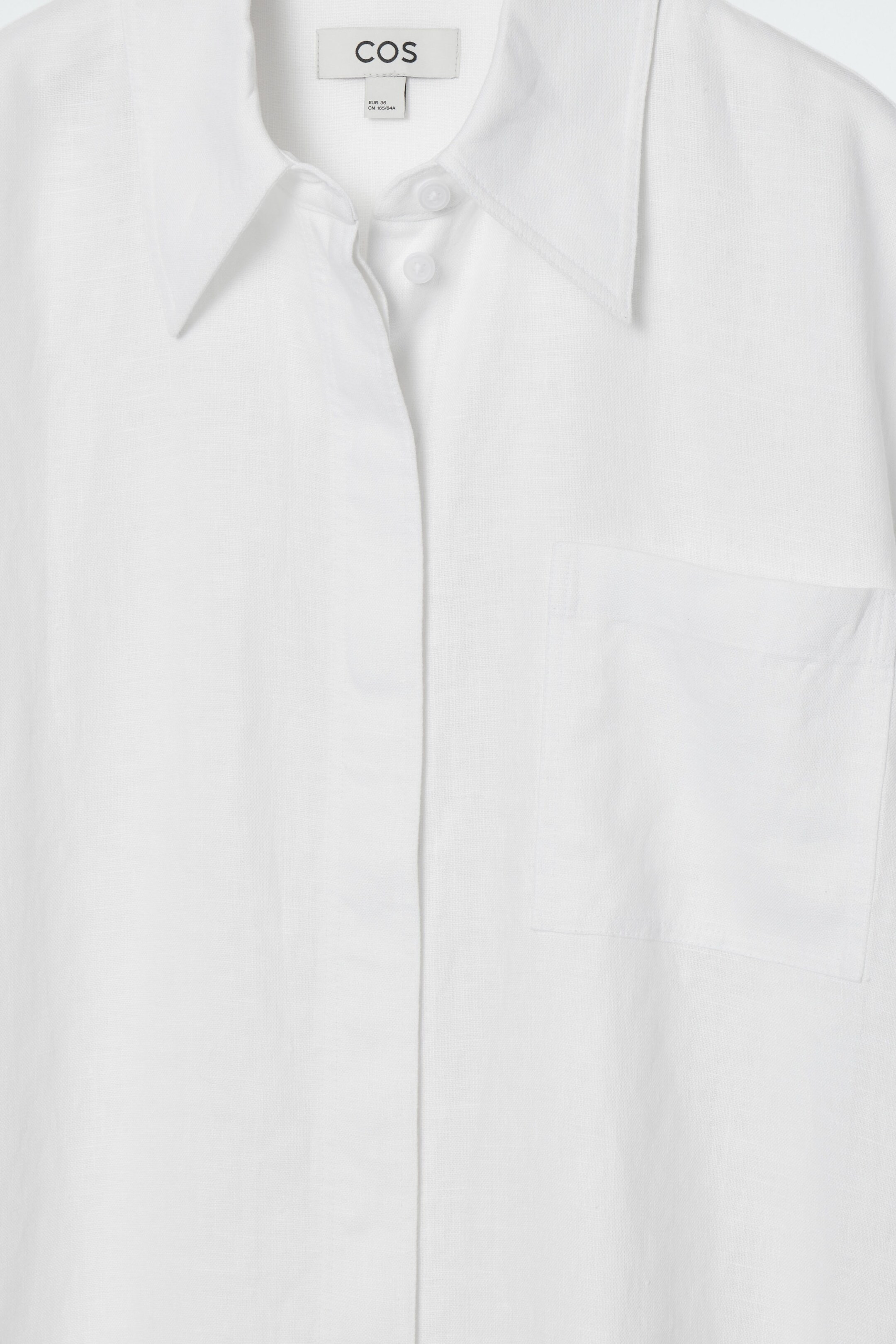 OVERSIZED SHORT-SLEEVED LINEN MIDI DRESS - WHITE | COS (AU)