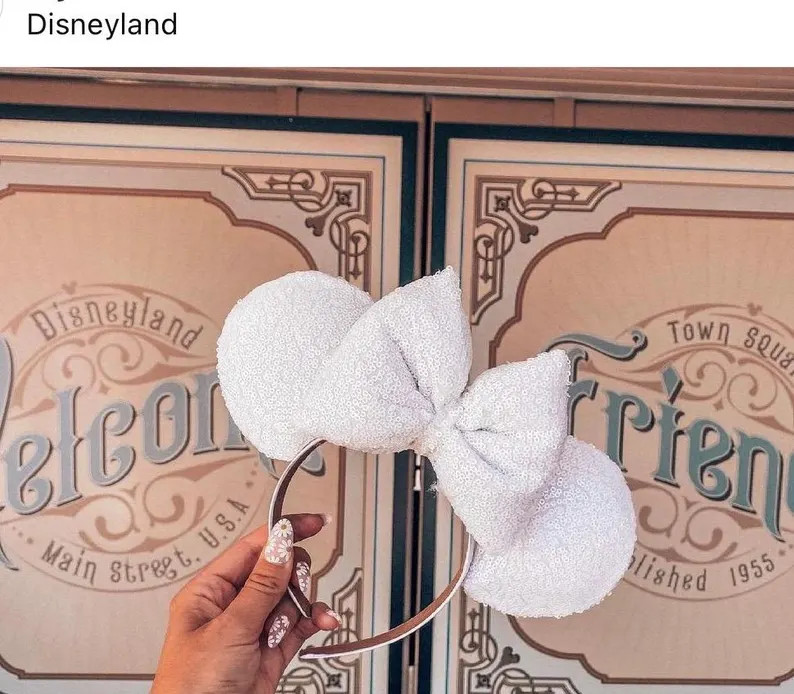 All White Sequins Big Bow Ears - Etsy | Etsy (US)