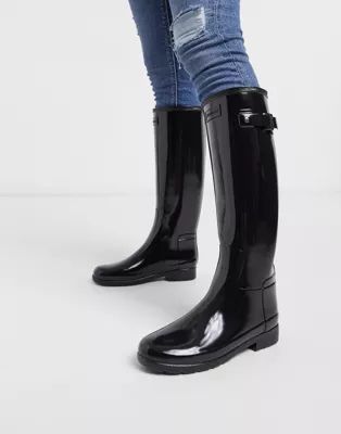 Hunter Original Refined tall Wellington boots in black gloss | ASOS (Global)