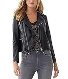 JOUJOU Women's Vegan Leather Moto Jacket with Vented Back, Stylish & Trendy Coat, Black, Medium | Amazon (US)