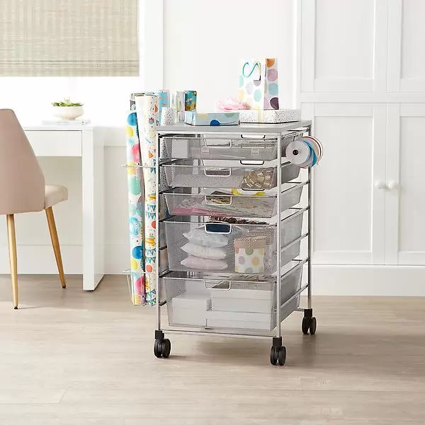 Elfa Gift Wrap Cart Platinum | The Container Store