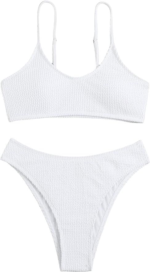 SOLY HUX Bikini Sets for Women Solid Textured Bikini Bathing Suits 2 Piece Swimsuit | Amazon (US)