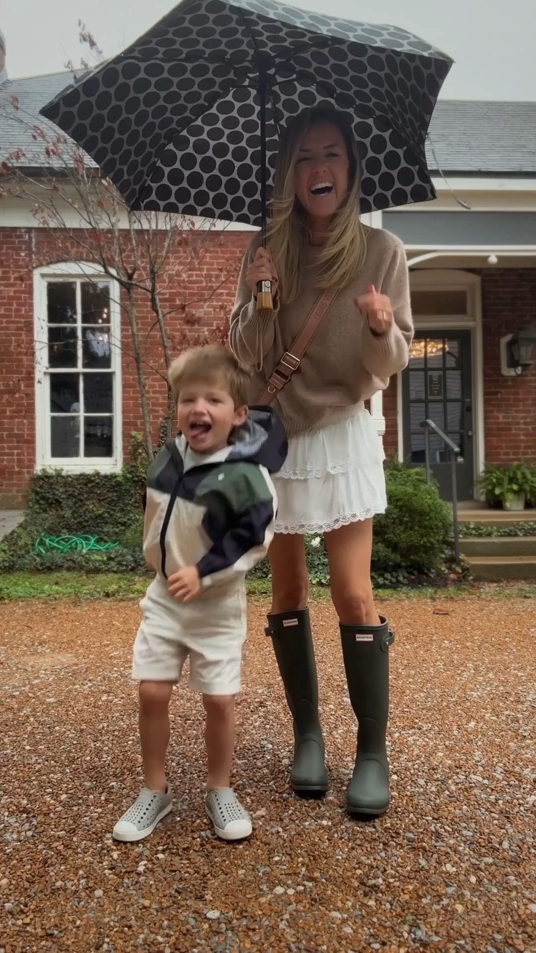 Rainy day fits ☔️ 

Hunter boots outfit #fall trend

Brooks’ raincoat is from a boutique in Paris!