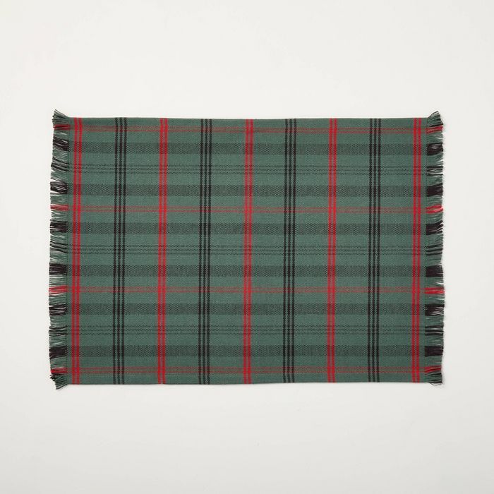 Tartan Plaid Placemat Dark Green/Red - Hearth &#38; Hand&#8482; with Magnolia | Target