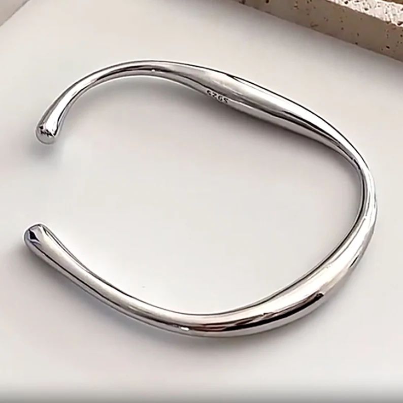 925 Silver Chunky Bangle | Sterling Silver Adjustable Bracelet  | Silver Bangle for Women | Art D... | Etsy (US)