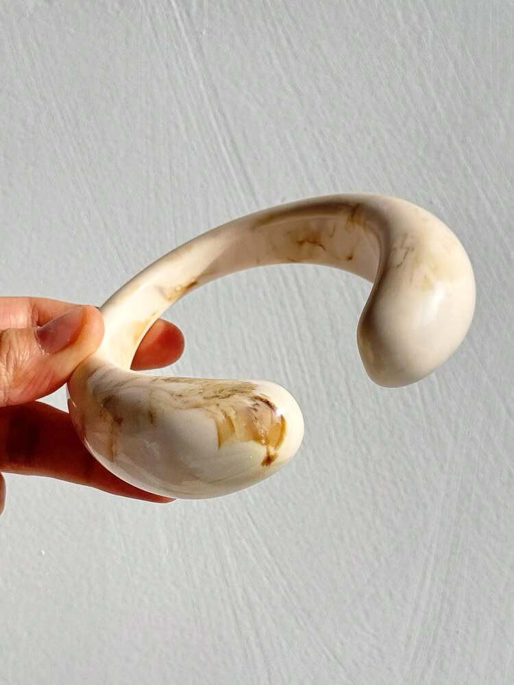 Vintage Green & Beige Tie Dye Asymmetrical Wide Resin Bangle, Waterdrop Geometric Square Fashionable New Bracelet | SHEIN