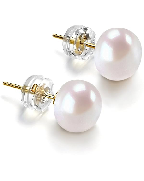 PAVOI 14K Gold AAA+ Handpicked White Freshwater Cultured Pearl Earrings Studs | Amazon (US)