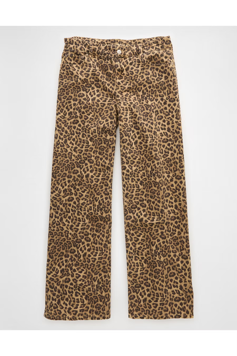 AE Stretch Leopard Low-Rise Baggy Wide-Leg Pant Women's Brown 0 Short | American Eagle Outfitters (US & CA)