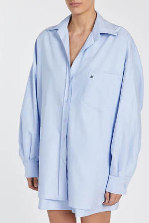 RHEA BLUE OVERSIZED COTTON SHIRT | DISSH