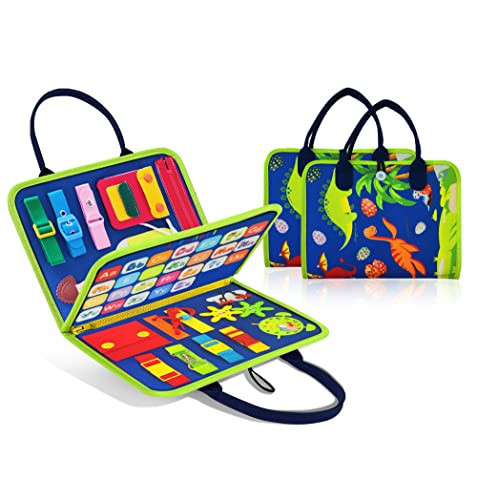 LearnToy Dinosaur Montessori Learning Toy for Toddlers Ages 3-5 Years, Busy Sensory Board with Educational Activities, Travel-Friendly Developmental Skills Toy | Amazon (US)