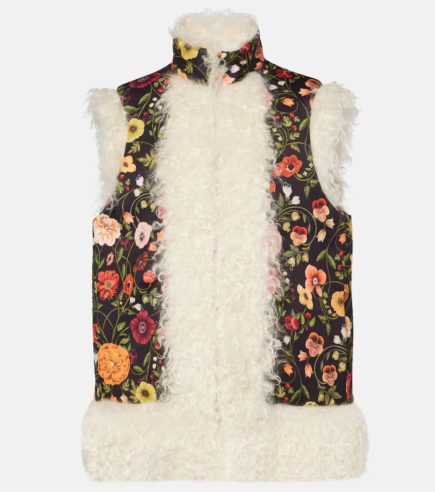 La DoubleJ Folk floral faux fur-trimmed vest | Mytheresa (US/CA)