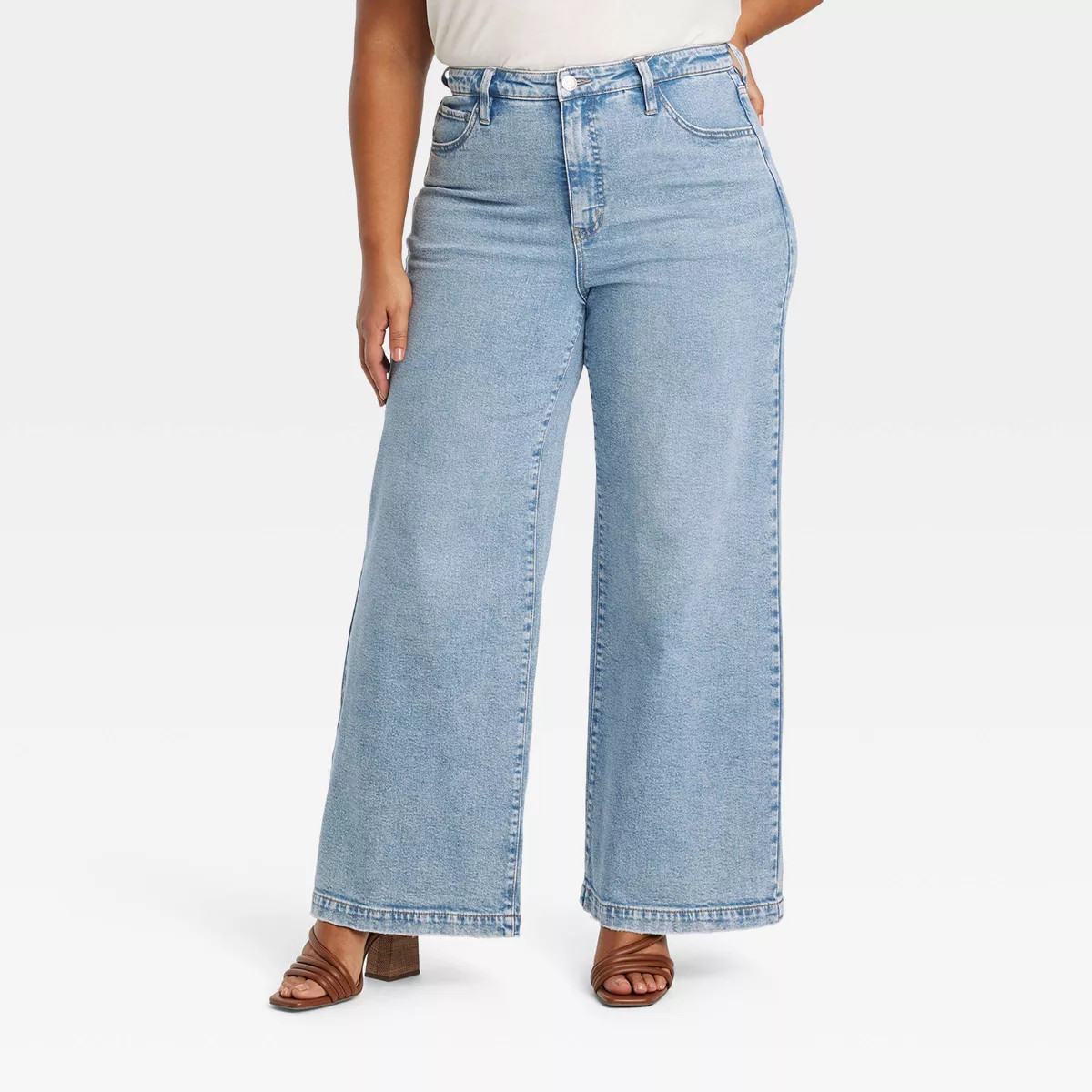 Women's High-Rise Wide Leg Jeans - Ava & Viv™ Light Wash 16 | Target