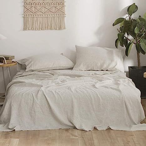 Simple&Opulence 100% Belgian Linen Sheets King Size-4 Piece European Flax Linen Bed Sheet (1 Flat... | Amazon (US)