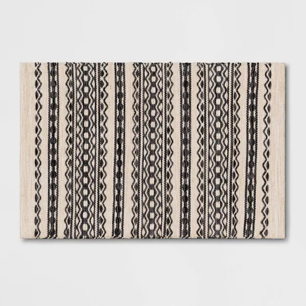 Norwalk Washable Striped Rug Black/Tan - Threshold™ | Target