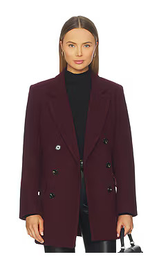 PISTOLA Emory Short Double Breasted Wool Coat in Claret from Revolve.com | Revolve Clothing (Global)