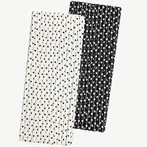 Black and White Paper Straws - Polka Dot - 7.75 Inches - 50 Pack | Amazon (US)