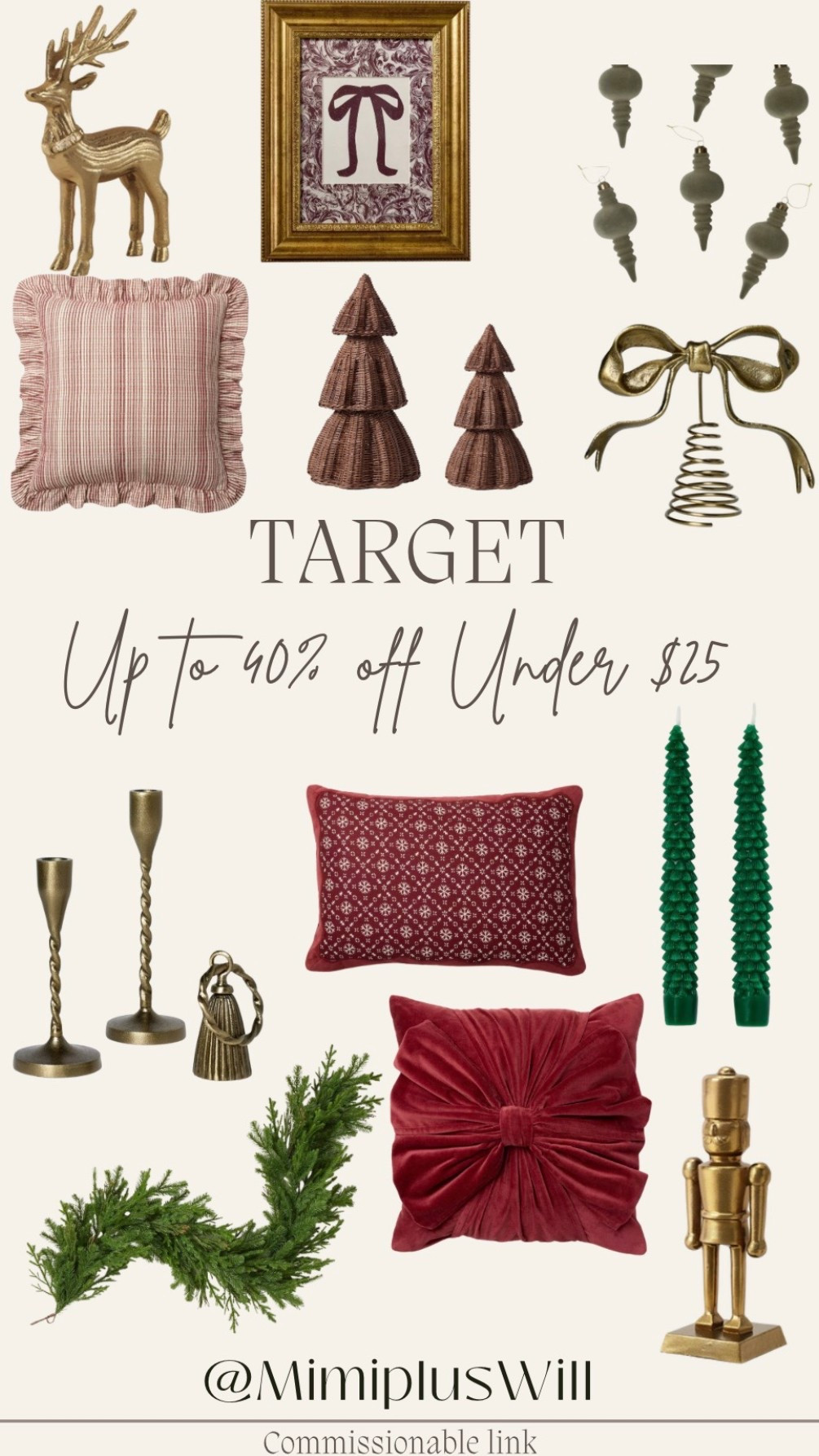 Target Christmas decor up to 40% off! Everything is under $25!! 

Target | Christmas | Christmas decorations | bows | holiday 
Follow @mimipluswill for more! 

#LTKFindsUnder50 #LTKHoliday #LTKSaleAlert