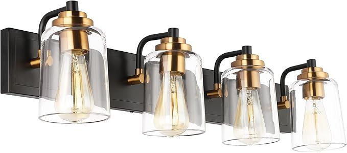 SOLFART Vintage Vanity Lighting Fixtures for Bathroom Black with Bronze Wall Lamp Sconce Black wi... | Amazon (US)