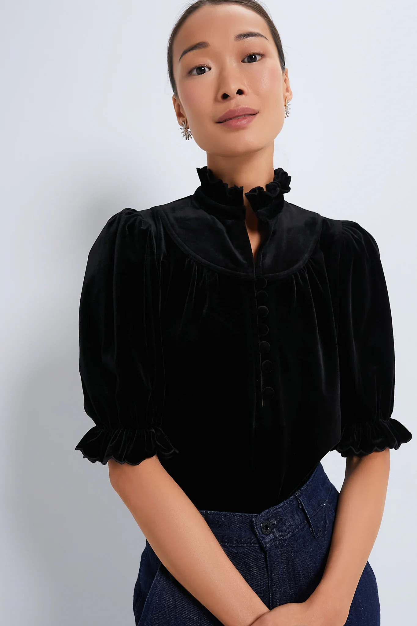 Black Velvet Selena Blouse | Tuckernuck (US)