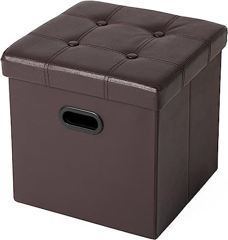 SONGMICS 15 Inches Folding Storage Ottoman, Cube Footrest, Puppy Step, Coffee Table with Hole Han... | Amazon (US)