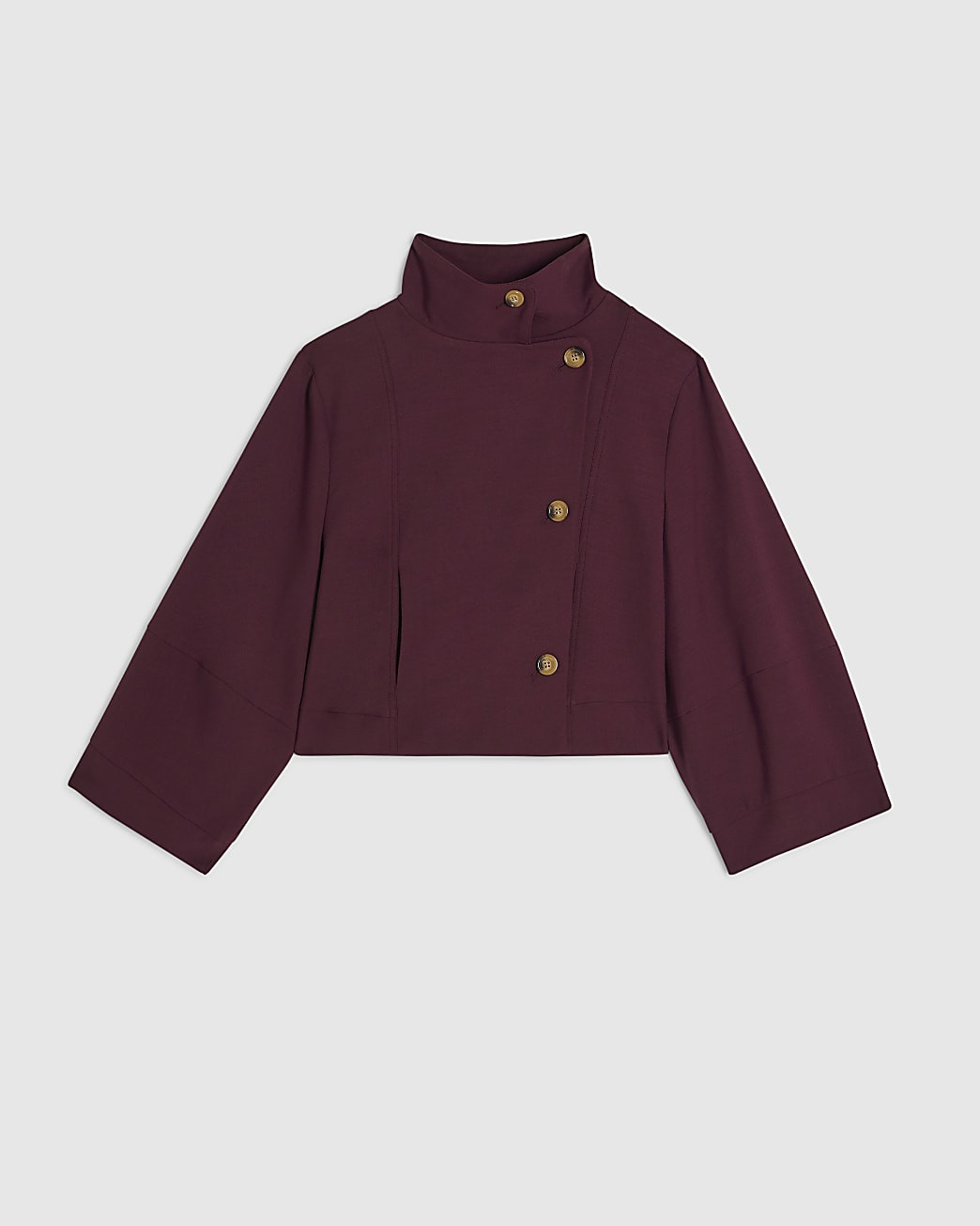Petite Purple Funnel Neck Cocoon Jacket | River Island UK & IE