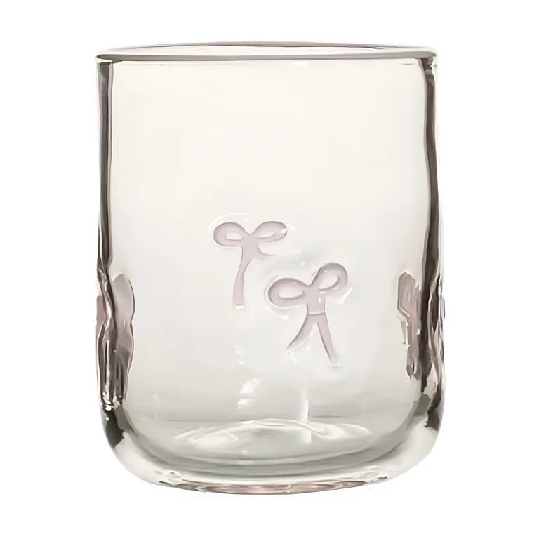BPPEG Pink Bow Icon Juice Glass Coquette Bow Cup 14Oz Double Old Fashioned Icon Hand Blown Glass ... | Walmart (US)