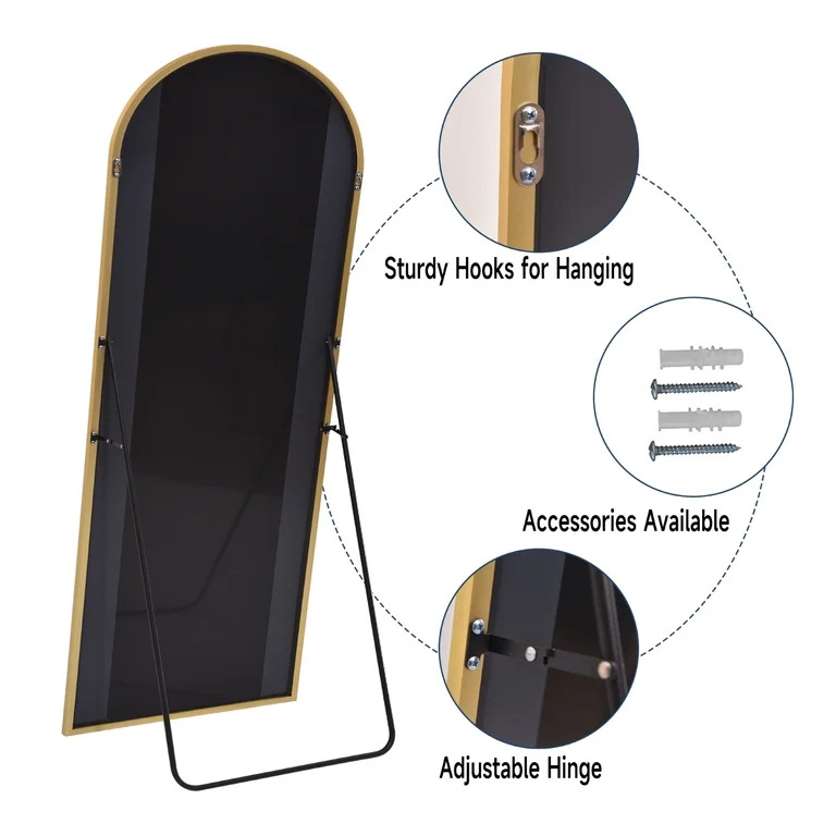 BEAUTYPEAK 64"x 21" Full Length Mirror Arched Standing Floor Mirror Full Body Mirror, Gold | Walmart (US)