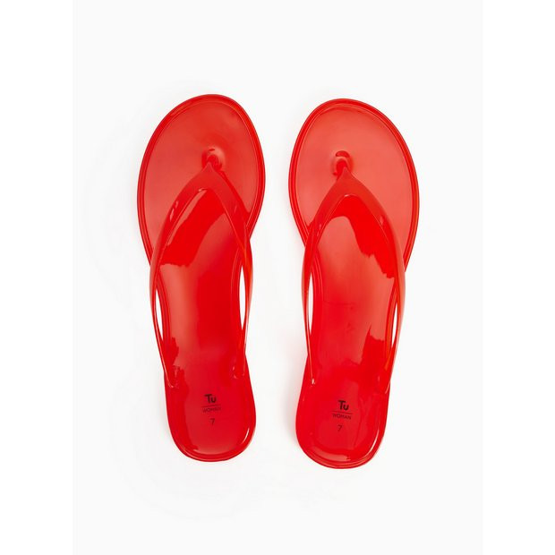 Buy Red Jelly Flip Flops 4 | Sandals | Argos | argos.co.uk