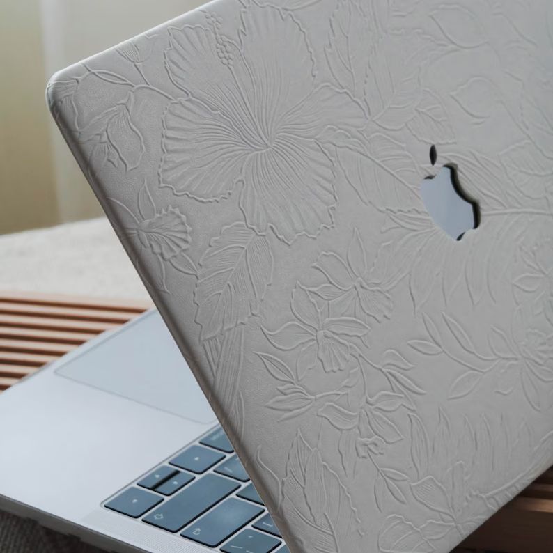 Pure White Embossed Floral MacBook Pro 13 M1 MacBook 14 Inch 15 16 Touch Bar Retina MacBook Air 1... | Etsy (US)