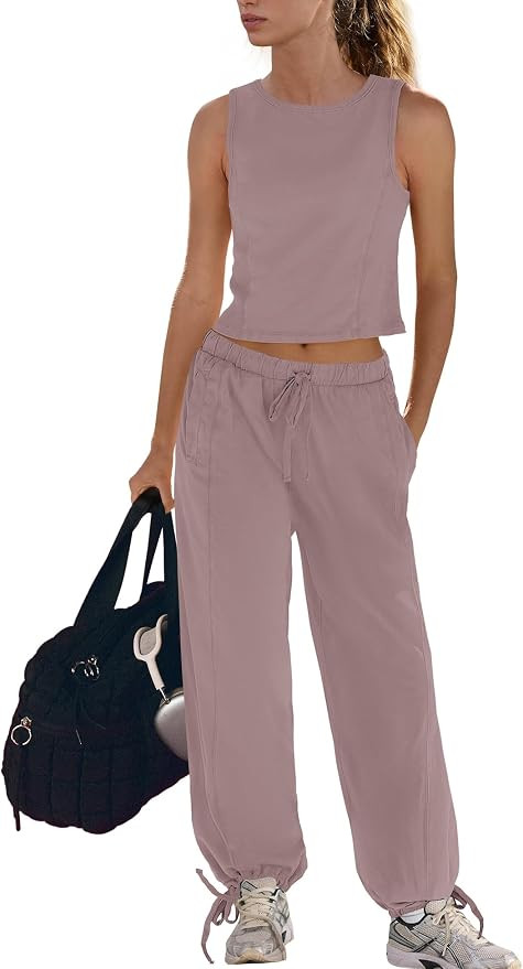 Panadila Womens 2 Piece Workout Set Summer Travel Jogger Sets Matching Lounge Set Crop Tank Top a... | Amazon (US)