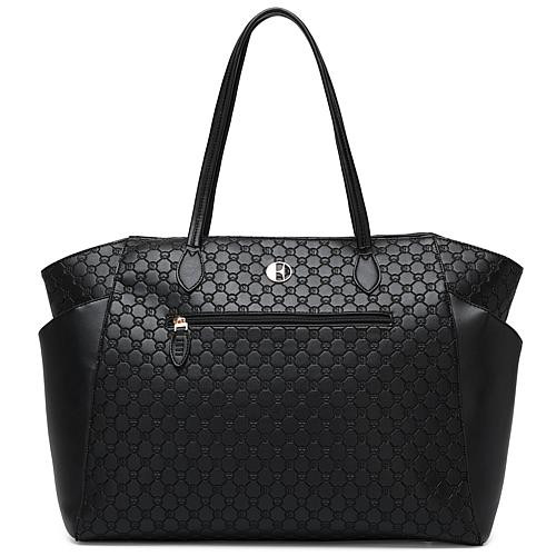 ELLE Compass 32L Vegan Leather Monogram Weekender Duffel Bag - Black | HSN