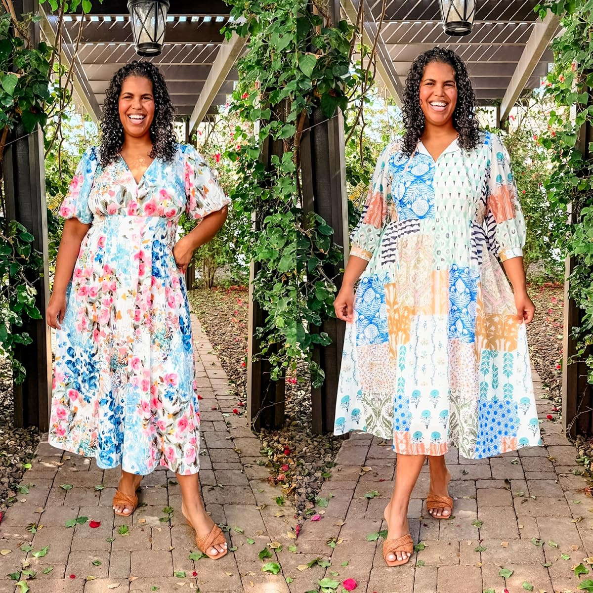 Wearing size xl in dress on left and xxl in dress on right. #springfashion #amazonfinds 

 #LTKootd #LTKOver40 #LTKPlusSize