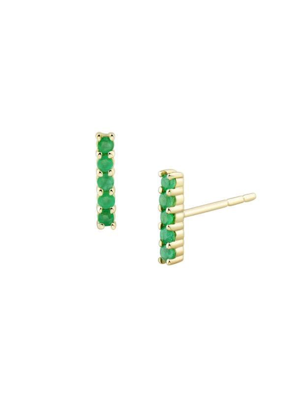 14K Yellow Gold & Emerald Bar Earrings | Saks Fifth Avenue OFF 5TH