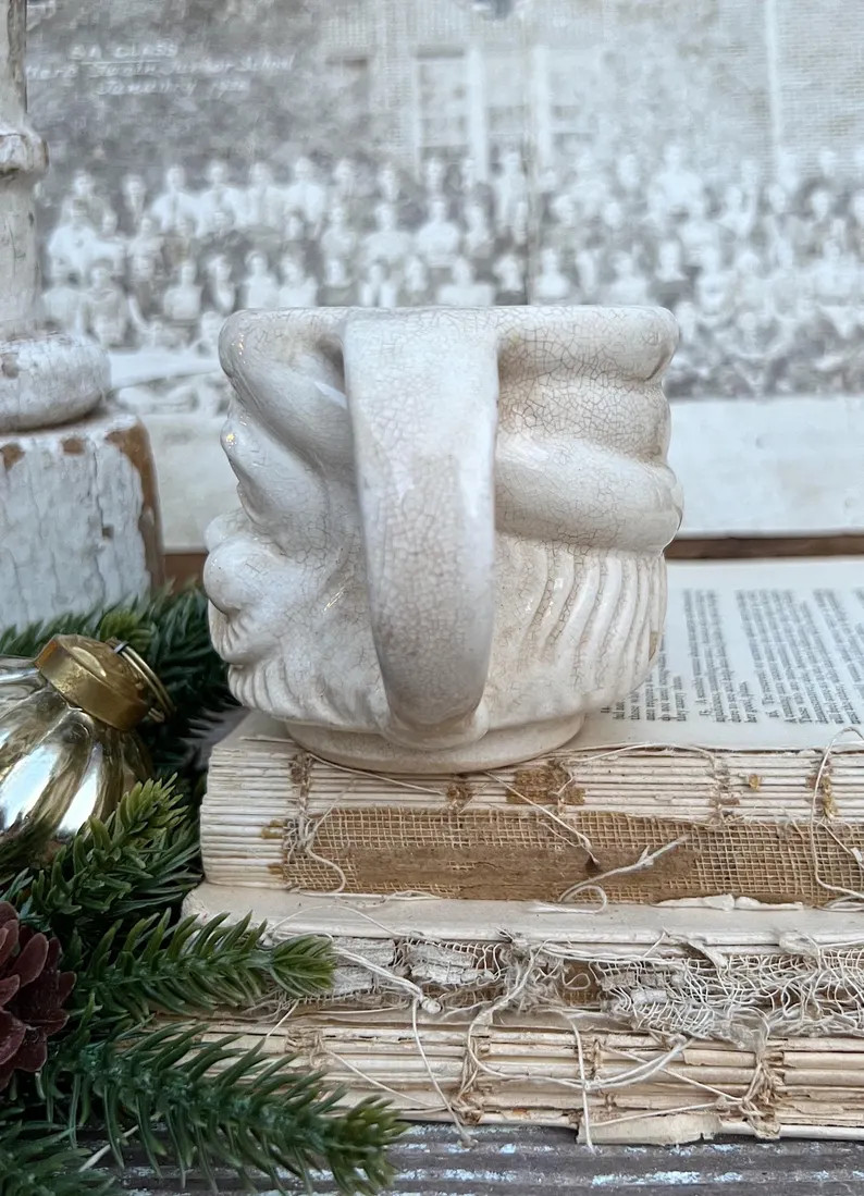 Vintage Ironstone Santa Claus Cup Mug FULL SIZE Creamy WHITE Santa Farmhouse Decor Stacking Foote... | Etsy (US)