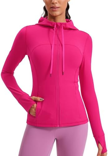 CRZ YOGA Butterluxe Hooded Athletic Jackets for Women - Full Zip Track Casual Tops with Thumb Hol... | Amazon (US)