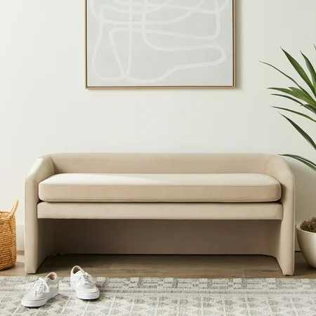 Better Homes & Gardens Wyatt 50" Velvet Accent Bench, Beige | Walmart (US)