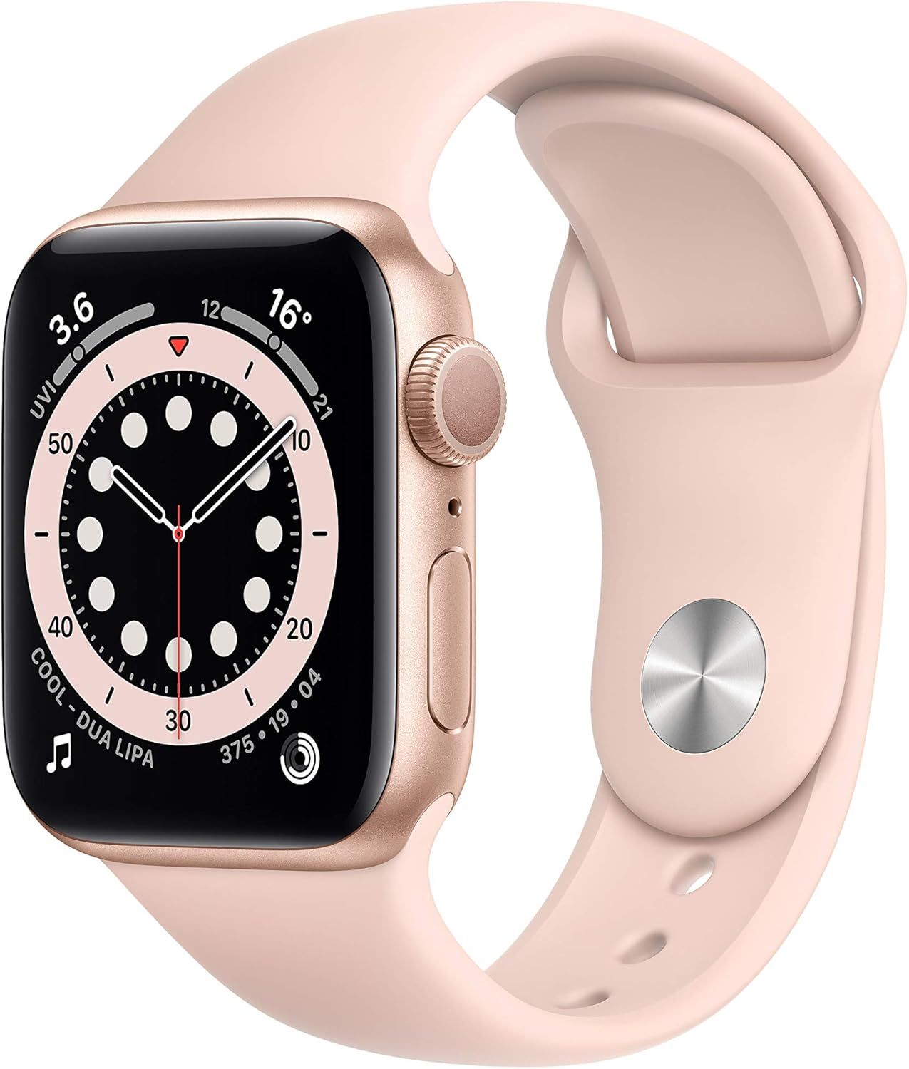 Apple Watch Series 6 GPS, 40mm Gold Aluminium Case with Pink Sand Sport Band - Regular | Amazon (UK)