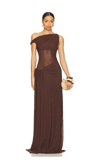 MISHA Sisal Maxi Dress in Chocolate. - size XS | Revolve Clothing (Global)