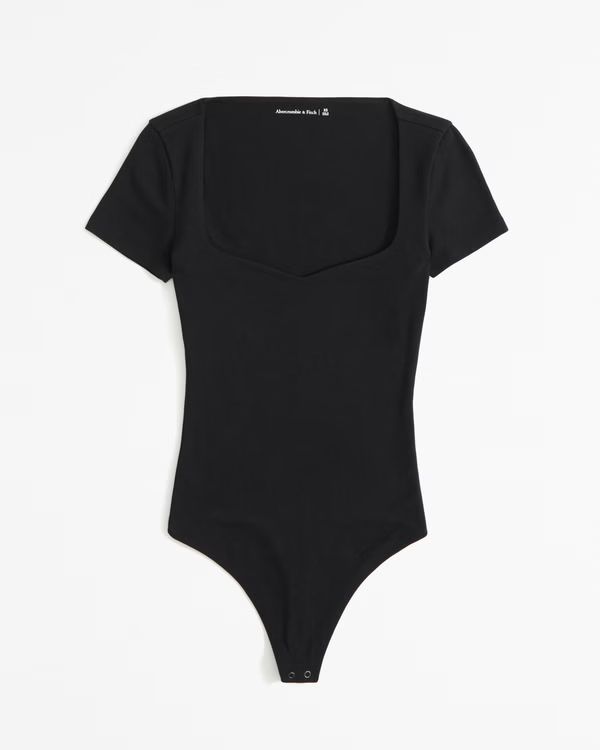 Short-Sleeve Cotton-Blend Seamless Fabric Sweetheart Bodysuit | Abercrombie & Fitch (US)