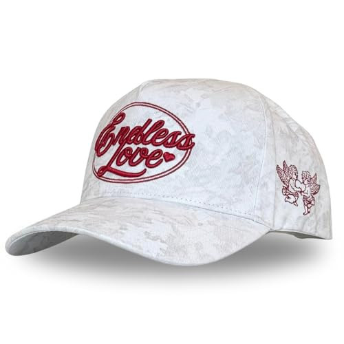 Vintage Fashion Trucker Hat | Men & Women | Embroidered Western Trendy Baseball Caps | Country Cute for Cowgirls & Cowboys | Camo Red Pink Cotton | Snapback Hat (Endless Love | White Camo) | Amazon (US)