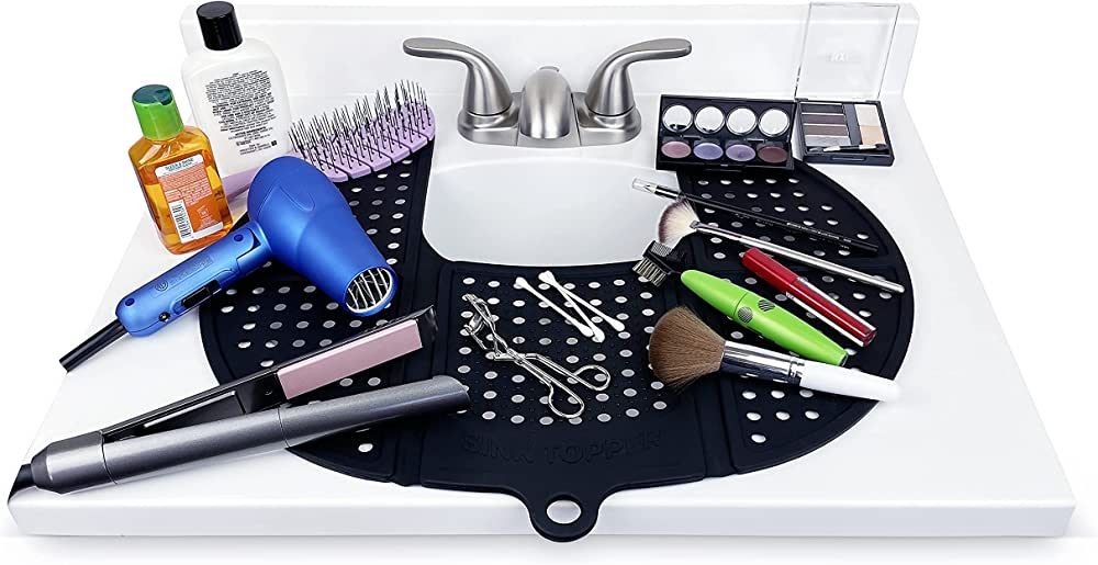 Sink Topper, Foldable Bathroom Sink Cover for Counter Space. Makeup Organizer Mat and Must Have B... | Amazon (US)